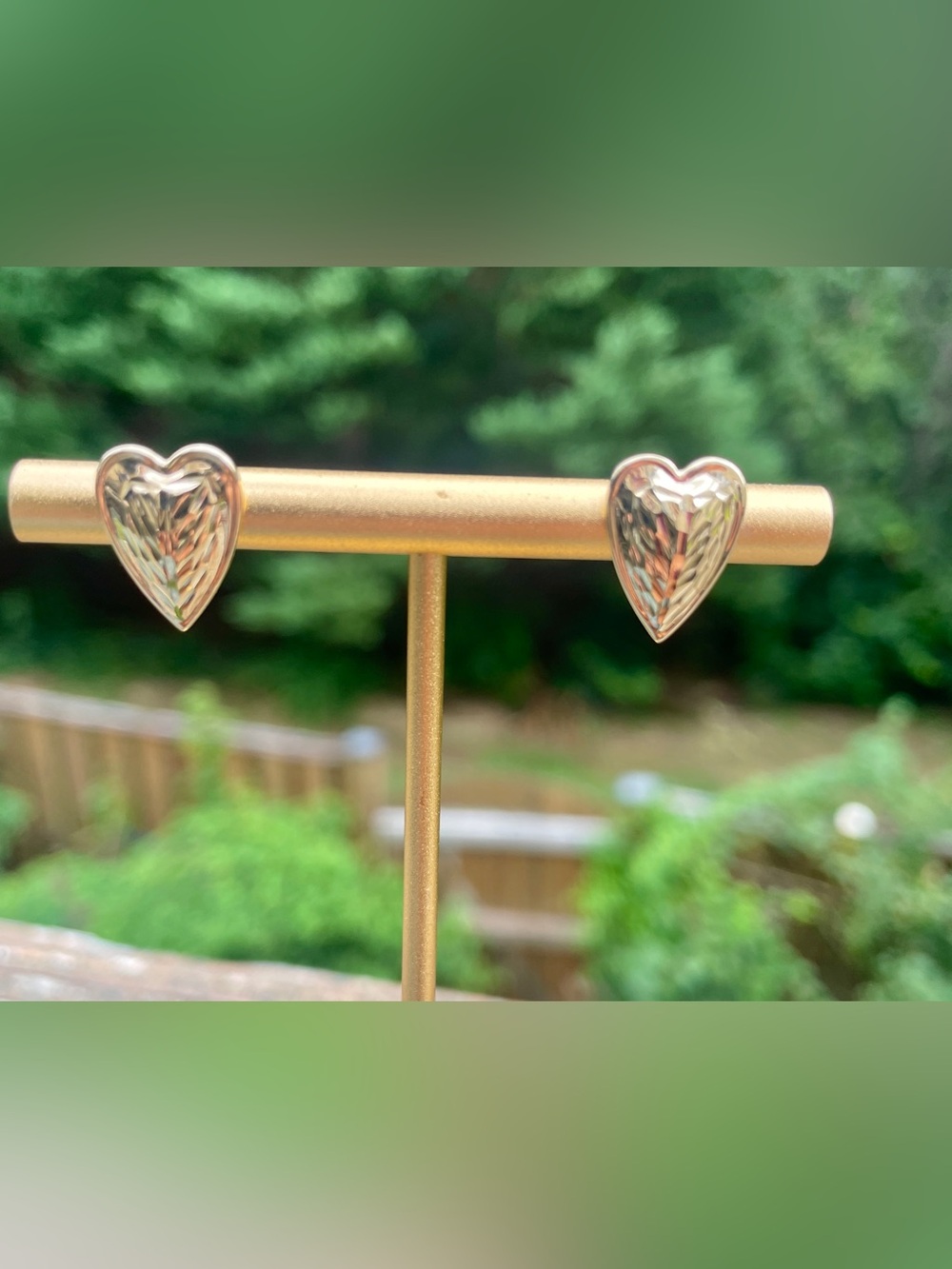 Adi Paz 14K Gold Hammered Heart Stud Earrings. 2+ Grams Solid 14K. NWT